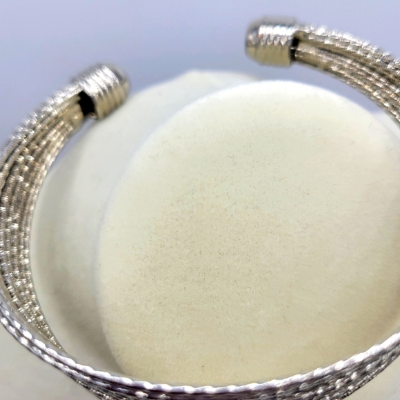 - Chic Silvertone Multi-Strand Bound Cuff Bracelet / Adjustable Clamp - Picture 6 of 6